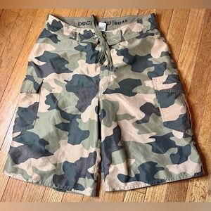Duck Head Men's Green Camouflage Swim Trunks